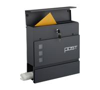 Relaxdays Buzón con cajón para revistas antracita,blanco,plata