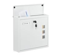 Relaxdays Buzón con ventana visible blanco,plata,transparente