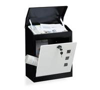 Relaxdays Buzón correos exterior de pared grande blanco,negro