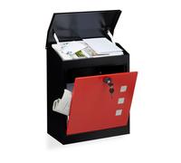 Relaxdays Buzón correos exterior de pared grande rojo,negro