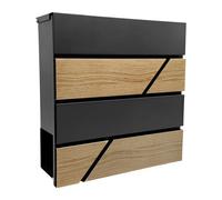 Relaxdays Buzón de madera con espacio para prensa antracita,marrón claro