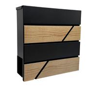 Relaxdays Buzón de madera con espacio para prensa marrón claro,negro