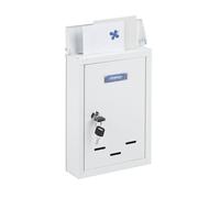 Relaxdays Buzón Pared Vertical, Placa para Nombres, Metal, con 2 Llaves, de Exterior, Estrecho, 30,5 x 21 x 7 cm, Blanco