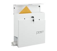 Relaxdays Buzón diseño Moderno, Metal, 4 Llaves, con Compartimento para periódicos, Medidas: 38 x 37 x 12 cm, Blanco, Hierro