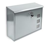 Relaxdays Buzón exterior de metal 3 ventanas plata