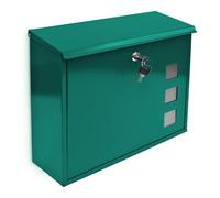 Relaxdays Buzón exterior de metal 3 ventanas verde oscuro,plata