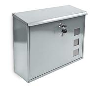 Relaxdays 10017419_55 Buzón Exterior Grande, Casillero, Cartas y Revistas, Folletos y Periódicos, Metal, 34,5x33x10,5 cm, Plateado, 1 Stück