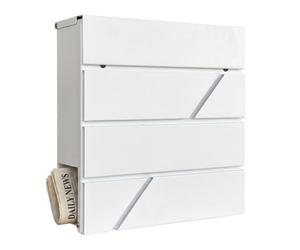 Relaxdays Buzón metálico con espacio para diarios blanco