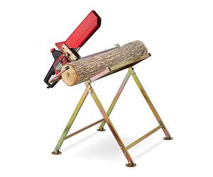 Relaxdays Caballete Leña con Soporte para Motosierra, Banco Cortar Madera, hasta 120 kg, Metal, 86 x 88 x 73 cm, Dorado