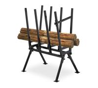 Relaxdays Caballete para Motosierra, Soporte Cortar Leña, Ajustable, hasta 400 kg, Acero Resistente, 107x81x53 cm, Negro