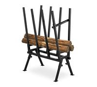 Relaxdays Caballete para Motosierra, Soporte Cortar Leña, hasta 200 kg, Acero Resistente, 112 x 77,5 x 50 cm, Negro