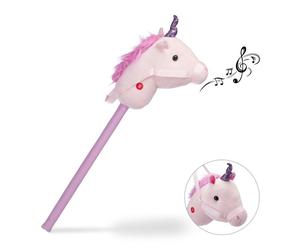 Relaxdays Caballito de palo unicornio fucsia,rosa