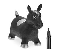 Relaxdays Caballo Saltarín Hinchable, Juguete Saltador, con Hinchador, Resiste 50kg, sin BPA, Niños Desde 3 Años, Negro, 46 x 25 x 53 cm