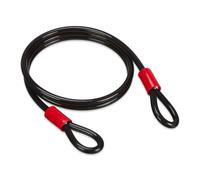 Relaxdays Cable Antirrobo Bicicleta Ø12 mm, de Acero, Revestimiento de Plástico, con Argollas, 2 m de Largo, Negro