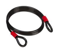 Relaxdays Cable Antirrobo Bicicleta Ø12 mm, de Acero, Revestimiento de Plástico, con Argollas, 3 m de Largo, Negro