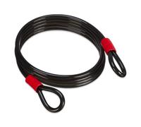Relaxdays Cable Antirrobo Bicicleta Ø12 mm, de Acero, Revestimiento de Plástico, con Ojales, 5 m de Largo, Negro