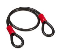 Relaxdays Cable Antirrobo Bicicleta Ø12 mm, de Acero, Revestimiento de Plástico, con Argollas, 1 m de Largo, Negro
