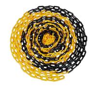 Relaxdays Cadena de Plástico para Señalización, Barrera Obra, Valla Aparcamientos, Colas, 10 m, Negro y Amarillo