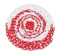 Relaxdays Cadena de Plástico para Señalización, Barrera Obras, Valla Aparcamientos, Colas, 50 m, Rojo/Blanco