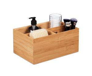 Relaxdays Caja almacenaje 4 compartimentos bambú marrón claro