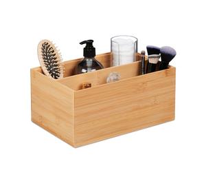 Relaxdays Caja almacenaje bambú 2 espacios largos marrón claro