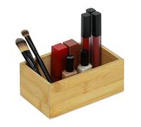 Relaxdays Caja Bambú, 6,5 x 16,5 x 10 cm, Almacenaje Cocina, Baño y Oficina, Firme, Versátil, Caja Organizadora, Natural