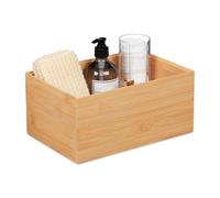 Relaxdays Caja de Almacenaje de Bambú sin Tapa, Apilable, Cajón de Madera, Resistente, Medidas: 14 x 30 x 20 cm, Natural