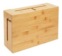 Relaxdays Caja bambú cables tapa magnética marrón claro