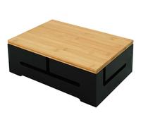 Relaxdays Caja bambú cables tapa magnética marrón claro,negro
