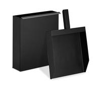 Relaxdays Caja Carbón con Recogedor, Contenedor Cenizas Chimenea, Barbacoa, Estufa, Caja y Pala Tapa para Cenizas, Negro