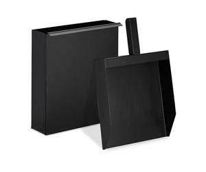 Relaxdays Caja Carbón con Recogedor, Contenedor Cenizas Chimenea, Barbacoa, Estufa, Caja y Pala Tapa para Cenizas, Negro