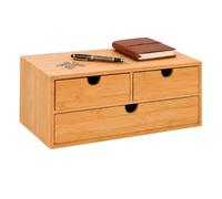 Relaxdays Caja con cajones, bambú, natural, 3 cajones | Mini cómoda, 13,5 x 33 x 21 cm, organizador de escritorio