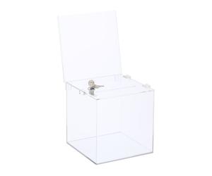 Relaxdays Caja con inserto de hojas Acrílico plata,transparente