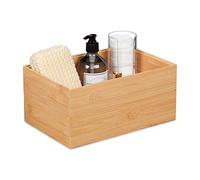 Relaxdays Caja de Almacenaje de Bambú sin Tapa, Apilable, Cajón de Madera, Resistente, Medidas: 14 x 30 x 20 cm, Natural
