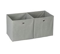 Relaxdays Caja de almacenaje, Set Doble, Cuadrada, Cestas Textiles, 30x30x30 cm, Gris, Poliéster, 2