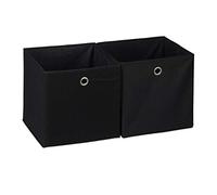 Relaxdays Caja de almacenaje, Set Doble, Cuadrada, Cestas Textiles, 30x30x30 cm, Negro, Poliéster, 30 x 30 x 30 cm, 2