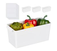 Relaxdays Caja de Almacenamiento Alargada en Juego de 4 Unidades Pack 4 Cajas de Almacenaje, Plástico, con Asidor, Abiertas, para Cocina o Baño, 12,5 x 12,5 x 28 cm, Blanco