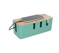 Relaxdays Caja de Cables para 2 regletas, Tapa de Madera, ocultacables, 11,5x30,5x12,5 cm, Color a Elegir