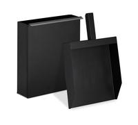 Relaxdays Caja Carbón con Recogedor, Contenedor Cenizas Chimenea, Barbacoa, Estufa, Caja y Pala Tapa para Cenizas, Negro