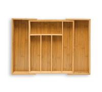 Relaxdays Caja de cubiertos de bambú, inserto de cubiertos extraíble como organizador de cocina, inserto de cajón 33.5x29-48x5 cm, natural