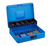 Relaxdays Caja de dinero con cierre de combinación azul,negro,plata