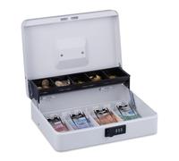 Relaxdays Caja de dinero con cierre de combinación blanco,negro,plata