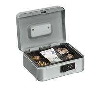 Relaxdays Caja de dinero con cierre de combinación negro,plata