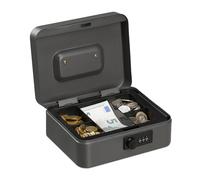 Relaxdays Caja de dinero con cierre de combinación negro,plata,gris