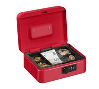 Relaxdays Caja de dinero con cierre de combinación rojo,negro,plata