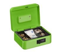 Relaxdays Caja de dinero con cierre de combinación verde,negro,plata