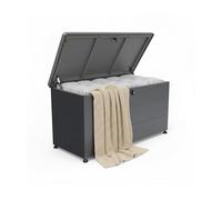 Relaxdays Caja de jardín Resistente a la Intemperie y UV para Cojines y Herramientas, 59×115×50 cm, Negro