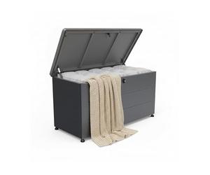 Relaxdays Caja de jardín Resistente a la Intemperie y UV para Cojines y Herramientas, 59×115×50 cm, Negro