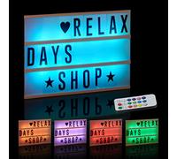 Relaxdays Caja de Luz Led con 85 Letras y Símbolos Cambio de Color, Plástico, Blanco, 22 x 30 x 4,5 cm, 5 cm