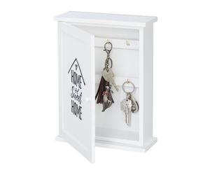 Relaxdays Caja de madera para llaves con dibujo blanco,gris